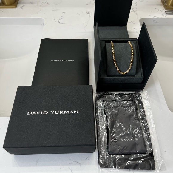 David Yurman 18k Gold Medium Box Chain 3.4mm 22” Men Women Retail $6080. - Picture 2 of 6